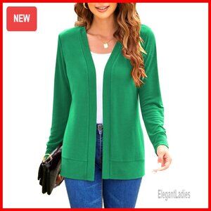 Lightweight Long Sleeve Cardigan Open Front Knit Sweater Casual Soft